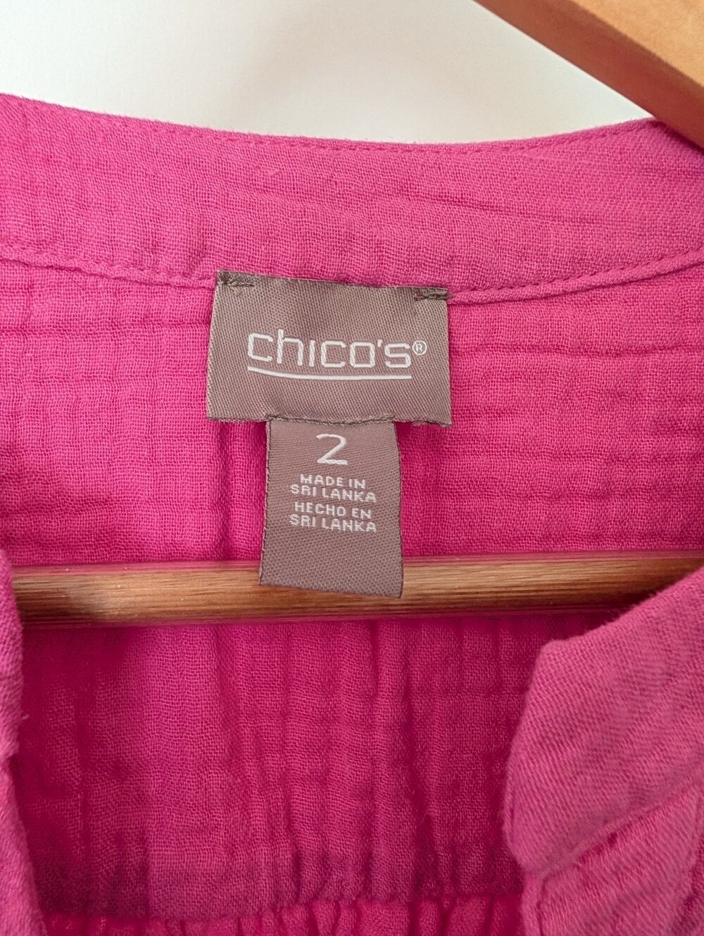 Chico's Cotton Gauze Tiered Midi Dress Short Sleeve Women's L/2 12-14 Pink - Picture 2 of 5